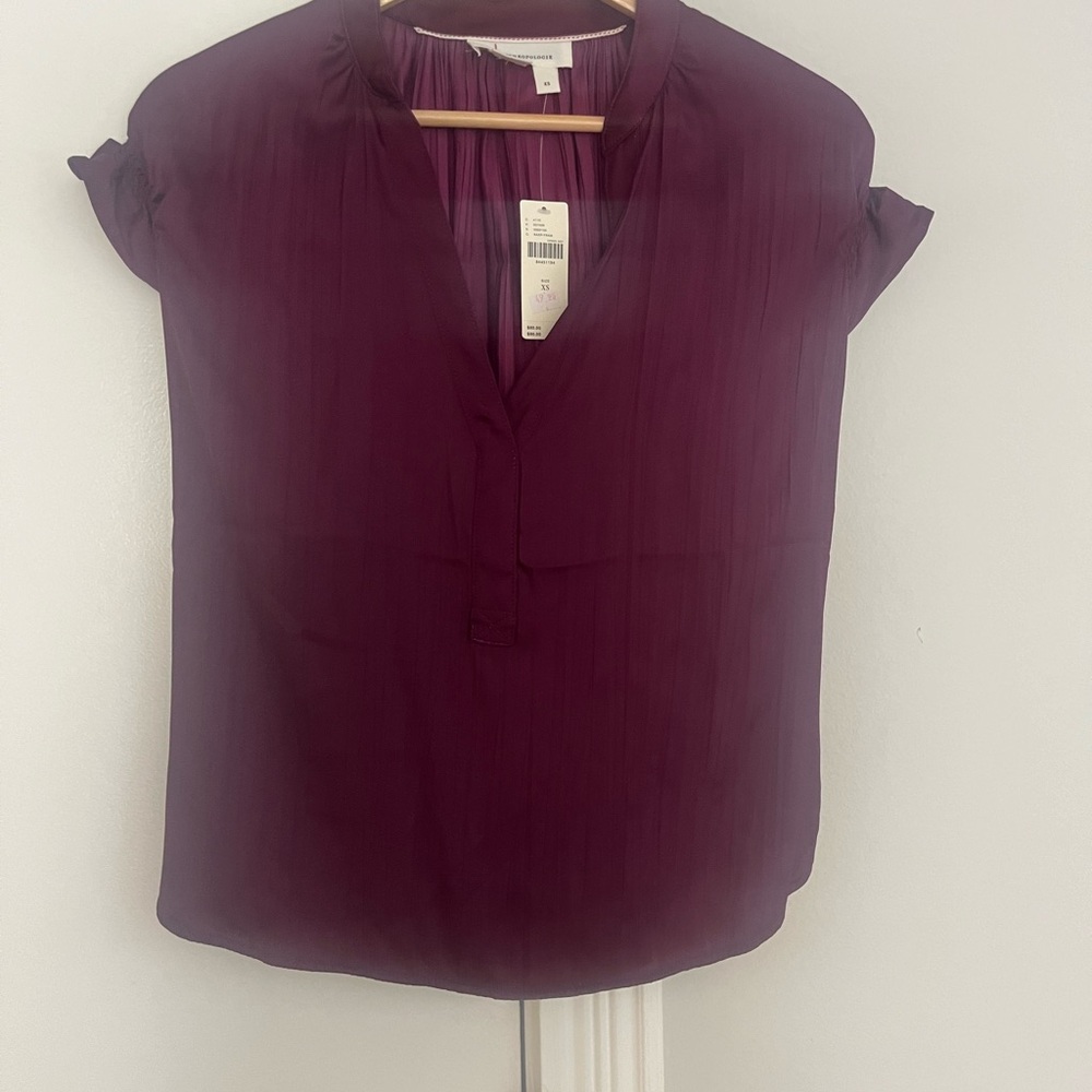 Pillcro by anthropologie Tatum flutter short sleeve blouse